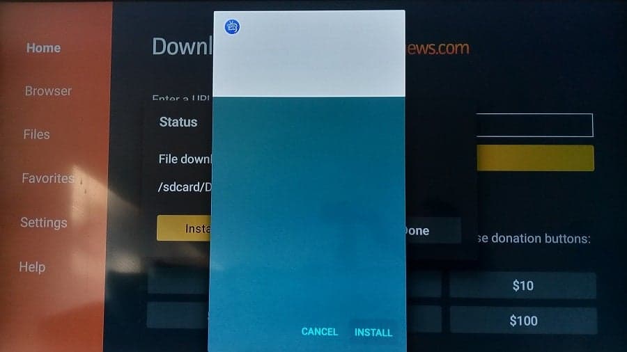 Install screen for the IPTV app on Fire TV
